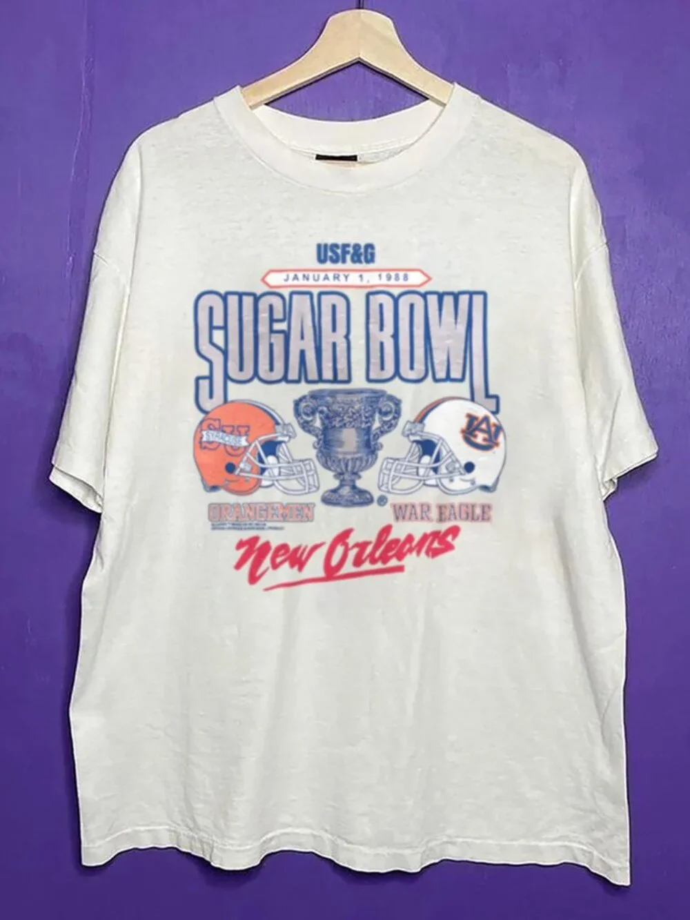 Vintage Auburn Tigers Vs Syracuse Orangemen Sugar Bowl Football Unisex Shirt Tee